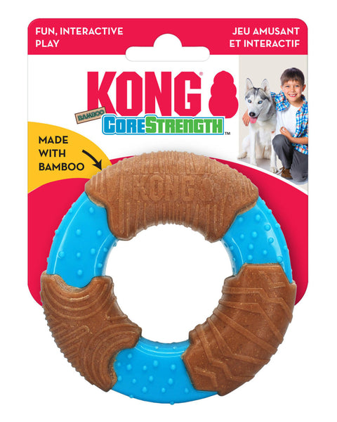 KONG CoreStrength Bamboo Ring Dog Toy Blue/Red 1ea/SM