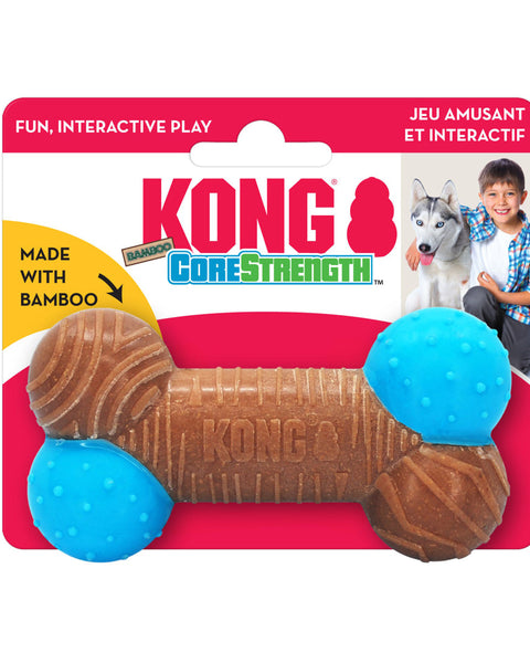 KONG CoreStrength Bamboo Bone Dog Toy Blue/Red 1ea/SM