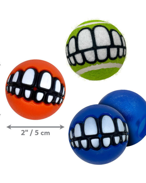 KONG Grinz by Rogz Variety Ball Dog Toys 1ea/SM, 3 pk