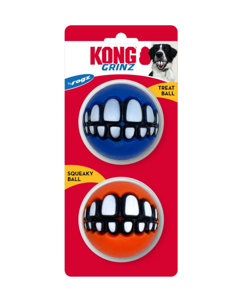 KONG Grinz by Rogz Variety Ball Dog Toys 1ea/LG, 2 pk