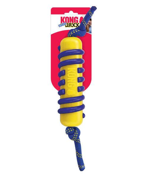 KONG Jaxx Brights Stick with Rope Dog Toy Yellow/Blue 1ea/LG