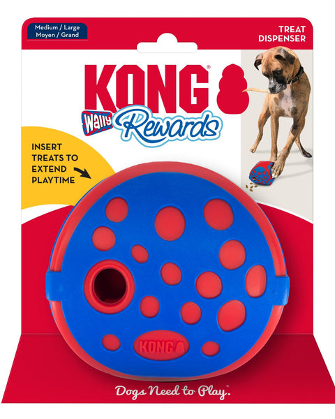 KONG Rewards Wally Dog Treat Dispenser Toy Blue/Red 1ea/MD/LG