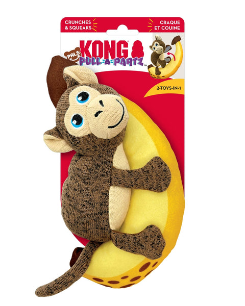KONG Pull-A-Partz Pals Dog Toy Monkey, MD (2 pack)