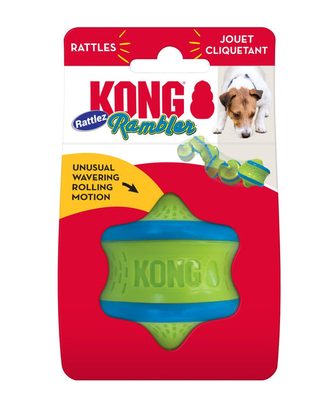 KONG Rambler Rattlez Dog Toy Swirl Ball, MD (2 pack)