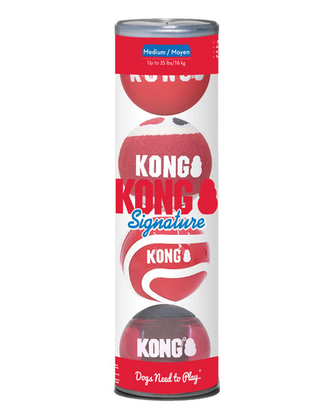 KONG Signature Ball Dog Toy Assorted 1ea/MD, 4 pk