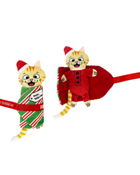 KONG Holiday Pull-A-Partz Cat Toy Present Mouse, 1ea/One Size