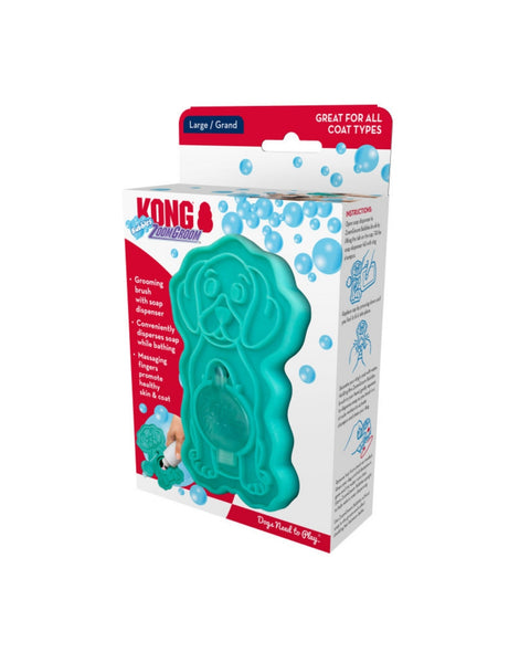 KONG ZoomGroom Bubbles Rubber Dog Grooming Brush 1ea/LG
