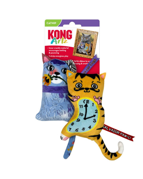 KONG Artz Catnip Cat Toy Salvador PawLi  Whiskers van Gogh, 1ea/2 pk