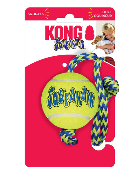 KONG Air Dog Squeaker Tennis Ball With Rope Dog Toy 1ea/MD