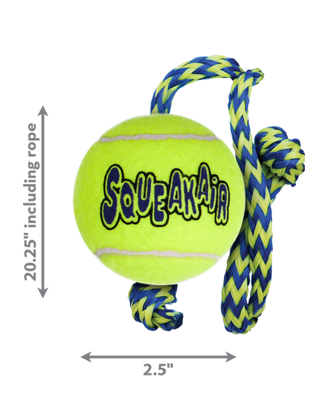 KONG Air Dog Squeaker Tennis Ball With Rope Dog Toy 1ea/MD