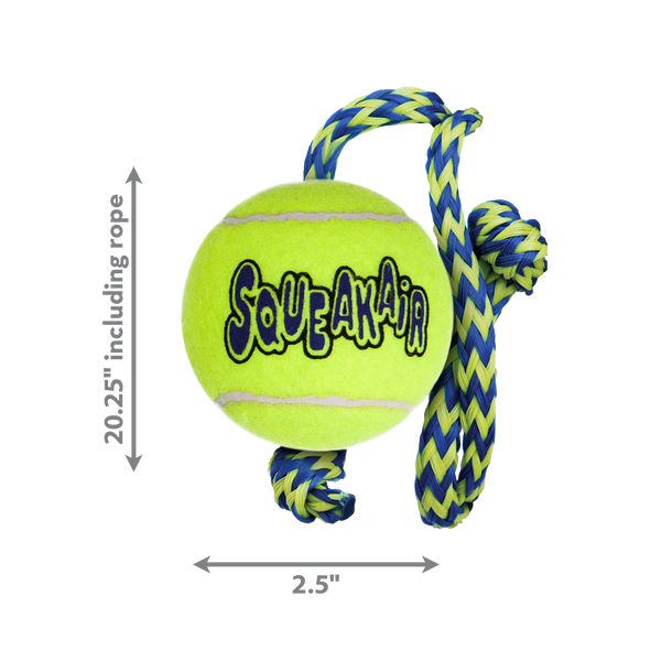 KONG Air Dog Squeaker Tennis Ball With Rope Dog Toy 1ea/MD