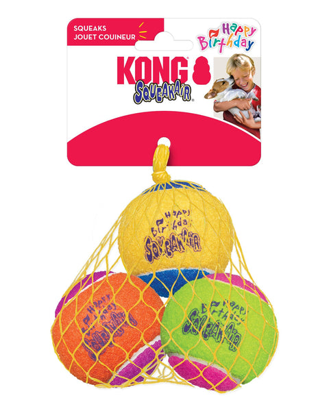 KONG Air Dog Squeaker Dog Toy Birthday Balls Assorted 1ea/3 pk, MD