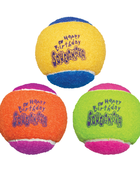 KONG Air Dog Squeaker Dog Toy Birthday Balls Assorted 1ea/3 pk, MD