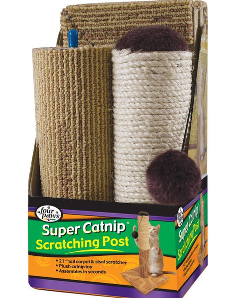 Four Paws Super Catnip Cat Scratching Post, Sisal and Carpet Scratching Post Brown 1ea/21 in Tall