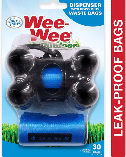 Four Paws Wee-Wee Outdoor Dog Waste Bag Dispenser with Heavy Duty Waste Bags Waste Bags 1ea/30 ct