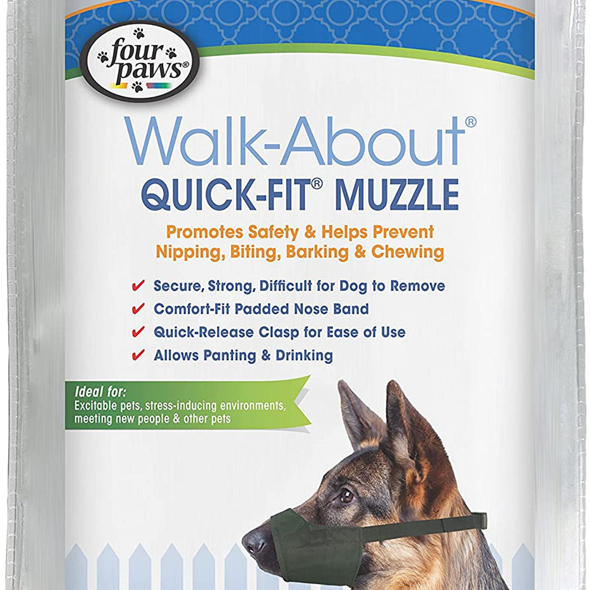 Four Paws Walk-About Quick-Fit Dog Muzzle 1ea/3 - Medium