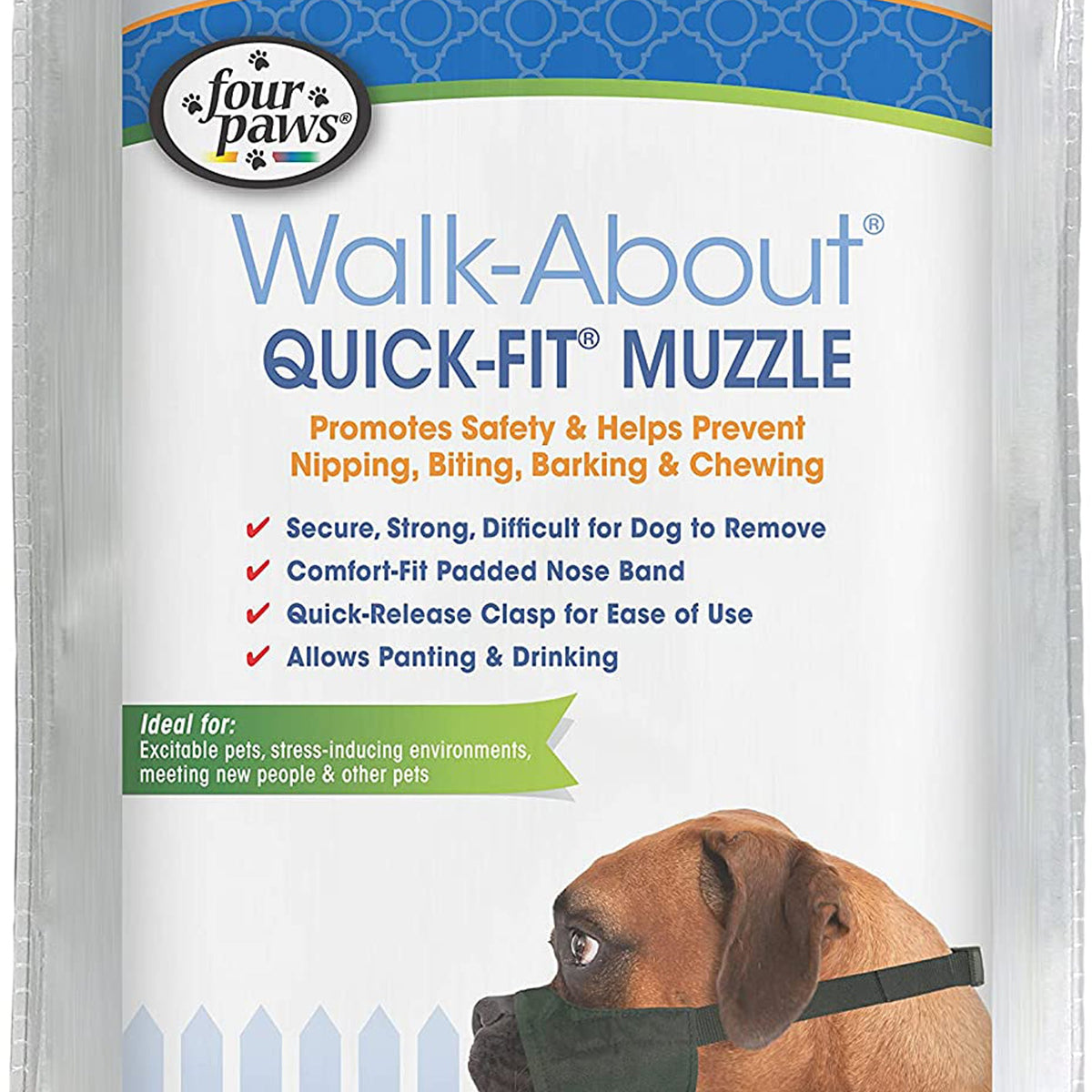 Four Paws Walk-About Quick-Fit Dog Muzzle 1ea/3 - Medium Short Snout