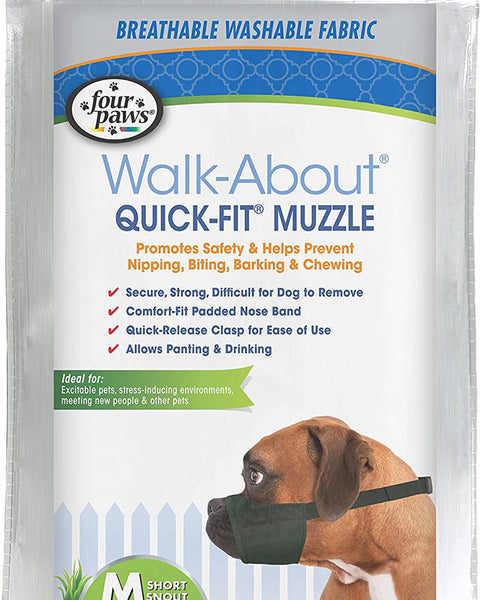 Four Paws Walk-About Quick-Fit Dog Muzzle 1ea/3 - Medium Short Snout