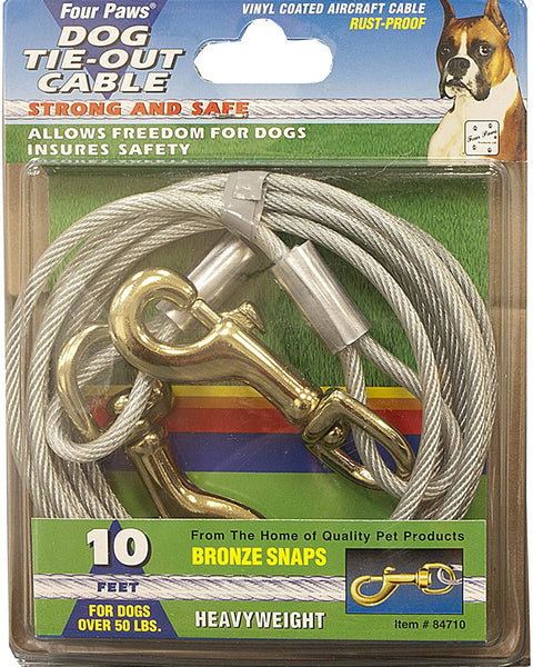 Four Paws Heavy Weight Dog Tie Out Cable Silver 1ea/10 ft