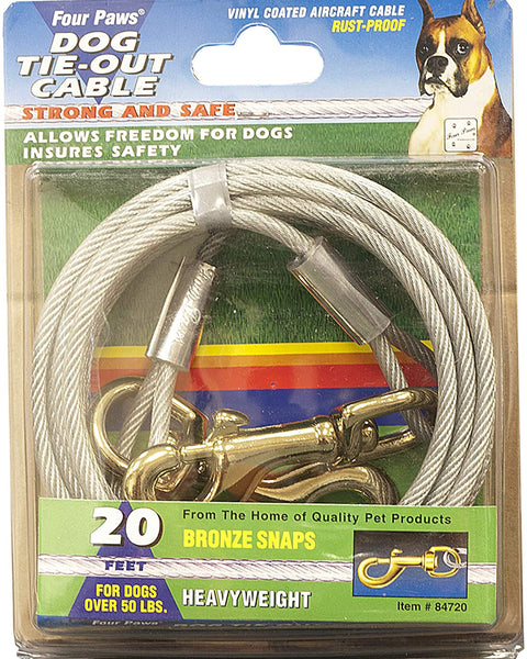 Four Paws Heavy Weight Dog Tie Out Cable Silver 1ea/20 ft