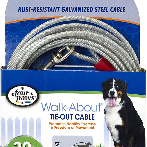 Four Paws Dog Super Tie Out Cable Silver 1ea/20 ft