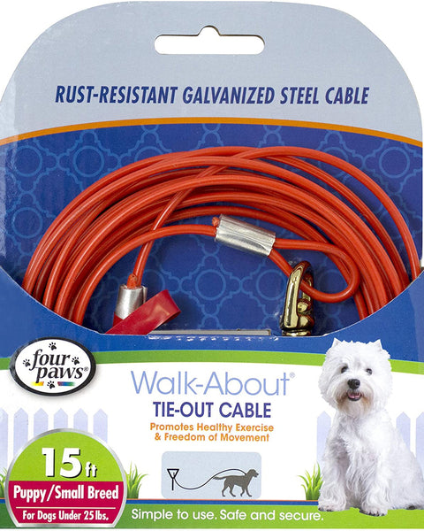 Four Paws Medium Weight Dog Tie Out Cable Red 1ea/15 ft