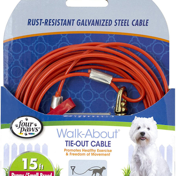 Four Paws Medium Weight Dog Tie Out Cable Red 1ea/15 ft