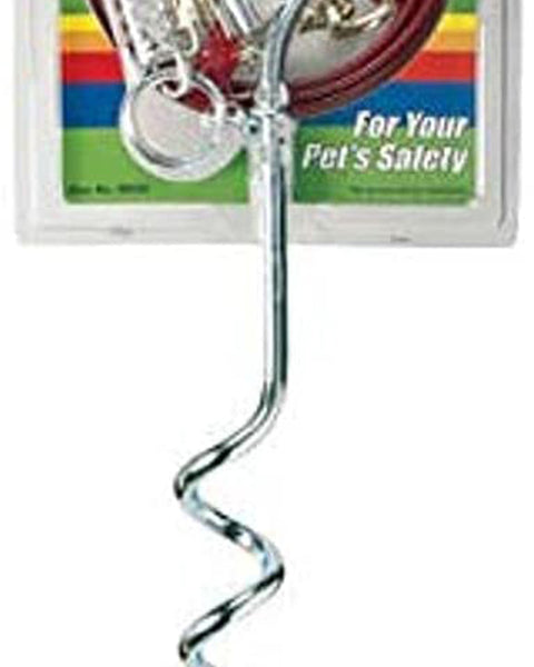 Four Paws Walk About Tie-Out Dog Spiral Stake Silver 1ea/15 Ft. Cable