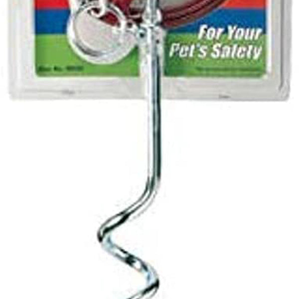 Four Paws Walk About Tie-Out Dog Spiral Stake Silver 1ea/15 Ft. Cable