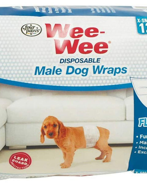 Four Paws Wee-Wee Disposable Male Dog Wraps 12 Count 1ea/XS / SMall
