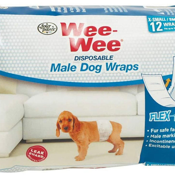 Four Paws Wee-Wee Disposable Male Dog Wraps 12 Count 1ea/XS / SMall