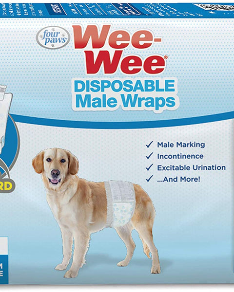 Four Paws Wee-Wee Disposable Male Dog Wraps 12 Count 1ea/Medium / Large