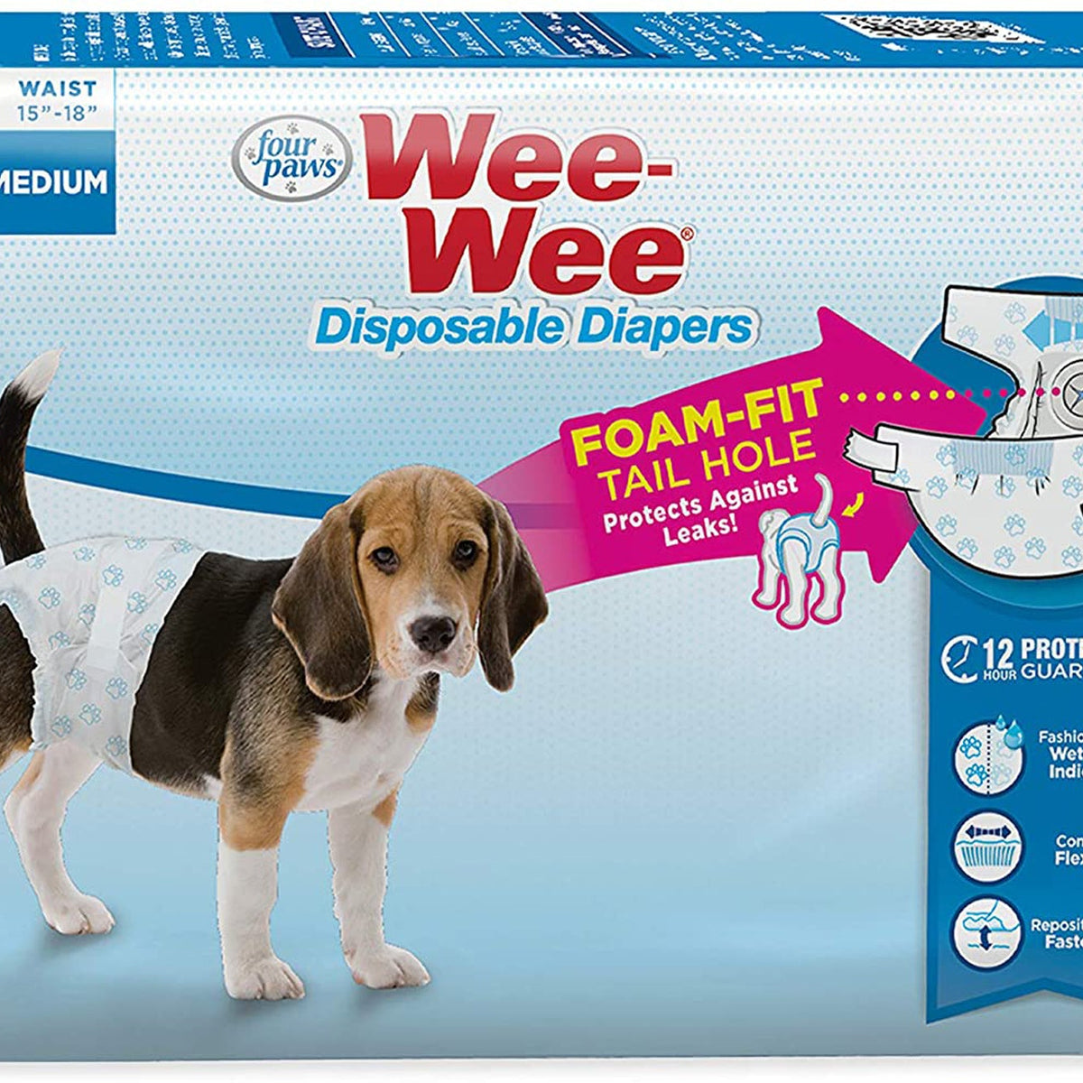 Four Paws Wee-Wee Disposable Dog Diapers Diaper 1ea/Medium( 12 ct)