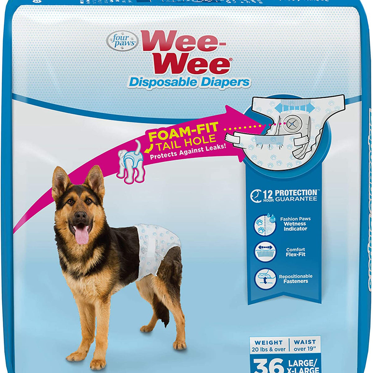 Four Paws Wee-Wee Disposable Dog Diapers Diaper 1ea/Large/XL (36 ct)