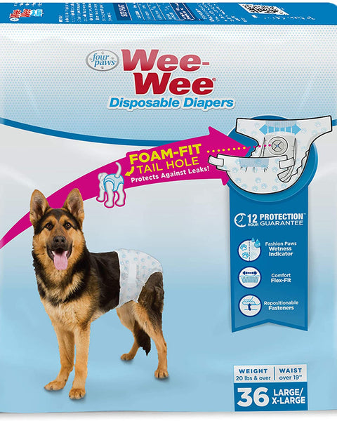 Four Paws Wee-Wee Disposable Dog Diapers Diaper 1ea/Large/XL (36 ct)