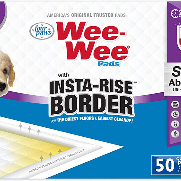 Four Paws Four Paws Wee-Wee Super Absorbent Dog Pee Pads with Insta-Rise® Border Insta-Rise Border 1ea/50 ct