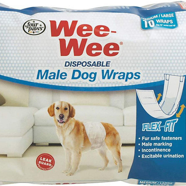 Four Paws Wee-Wee Disposable Male Dog Wraps Male Wraps 1ea/Medium/Large (36 ct)