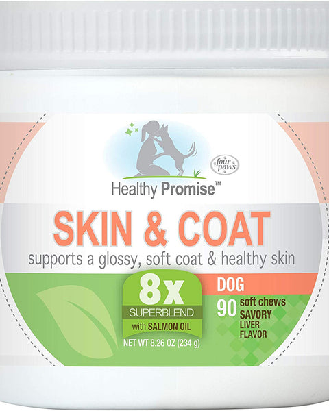 Four Paws Healthy Promise Dog Supplements for Skin and Coat Soft Chews Skin and Coat 1ea/90 ct