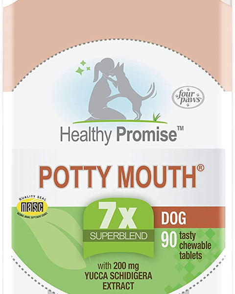 Four Paws Healthy Promise Potty Mouth Tablets - Coprophagia Stool Eating Deterrent for Dogs Potty Mouth 1ea/90 ct