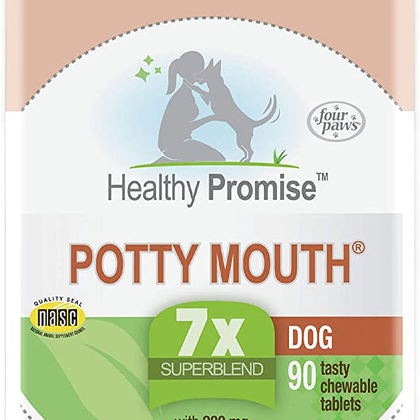 Four Paws Healthy Promise Potty Mouth Tablets - Coprophagia Stool Eating Deterrent for Dogs Potty Mouth 1ea/90 ct