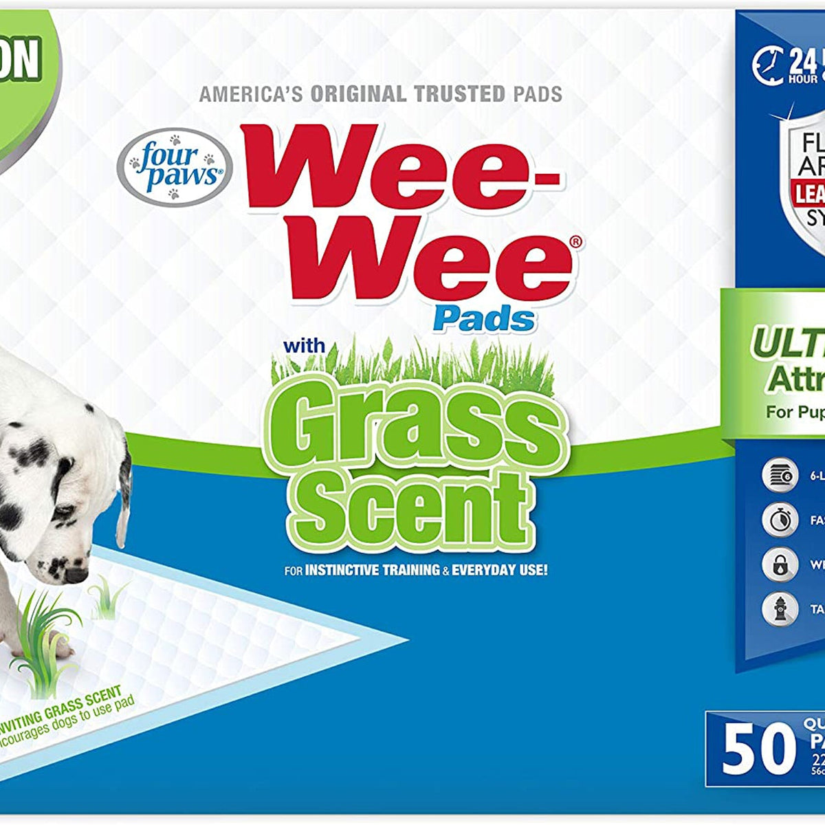 Four Paws Four Paws Wee-Wee Ultimate Attractant Dog Pee Pads with Grass Scent 1ea/100 ct