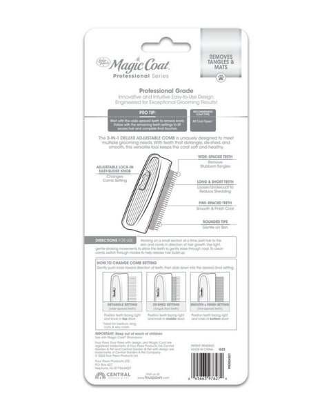 Four Paws Magic Coat Professional Series 3-in-1 Deluxe Adjustable Dog Comb 1ea