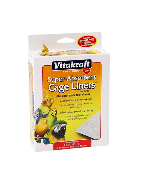 Vitakraft Super-Absorbent Cage Liners for Birds White 1ea/20 In X 18 in, 7 ct