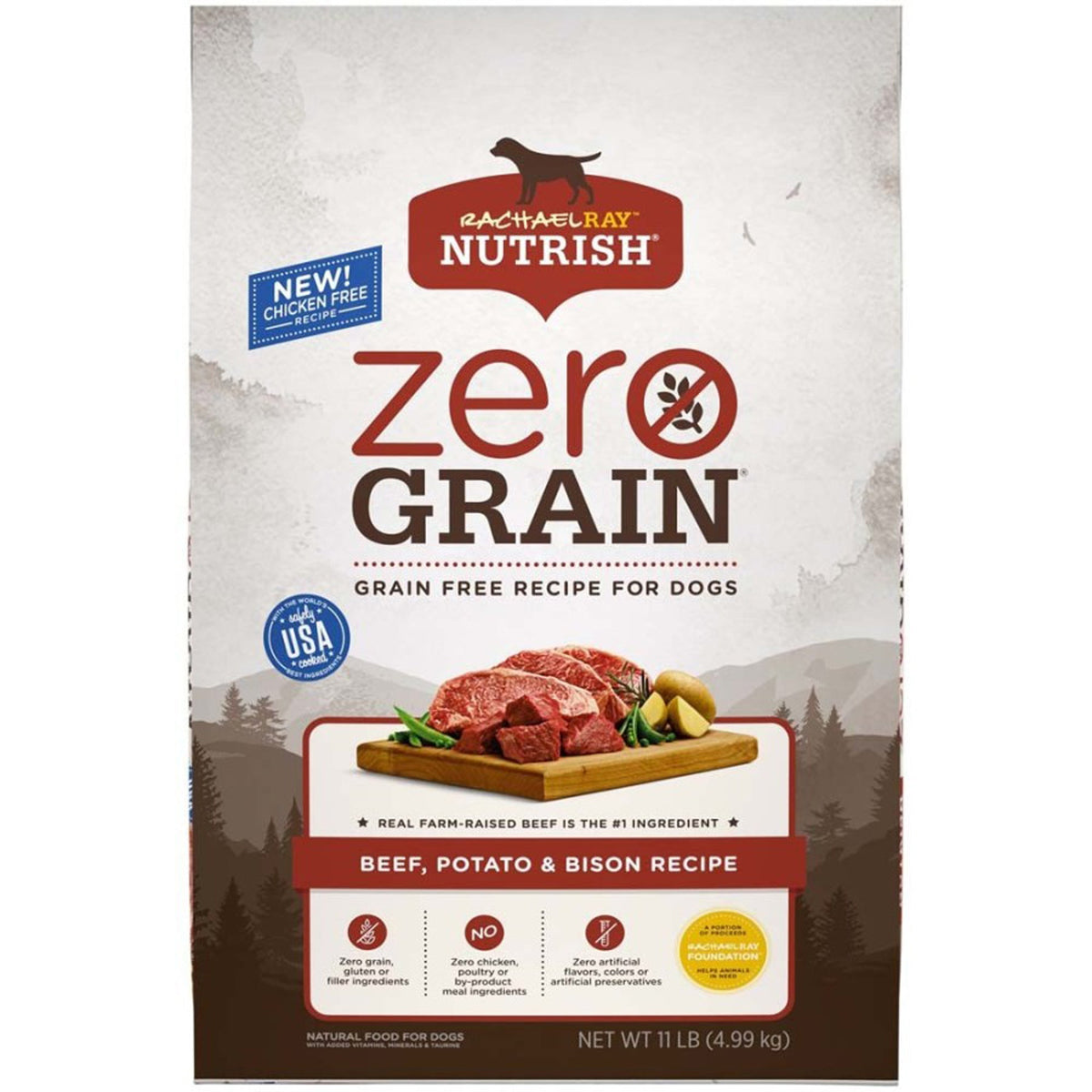 Rachael Ray NUTRISH Zero Grain Dry Dog Food Beef & Bison 1ea/11 lb