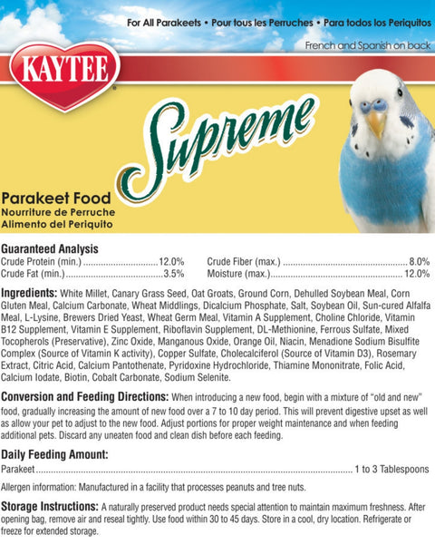Kaytee Supreme Parakeet Food 1ea/20 lb