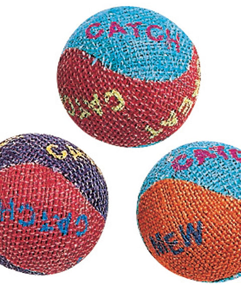 Spot Burlap Ball Catnip Toy Assorted 1.5 in 3 Pack