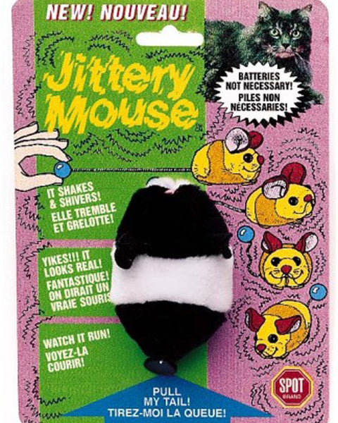 Spot Jittery Mouse Plush Cat Toy Gray; White 3 in