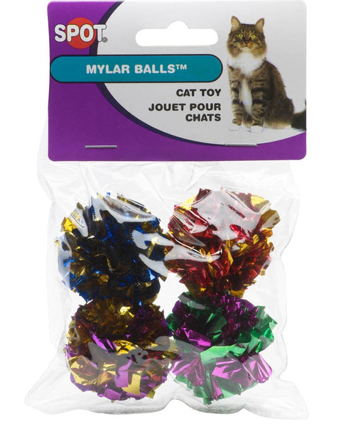 Spot Mylar Ball Cat Toy Multi-Color 1.5 in 4 Pack