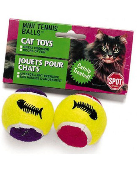 Spot Mini Tennis Balls Cat Toy with Bell and Catnip Assorted 2 in 2 Pack Mini