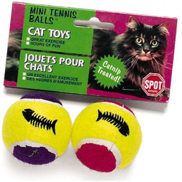 Spot Mini Tennis Balls Cat Toy with Bell and Catnip Assorted 2 in 2 Pack Mini